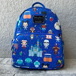 Disney Parks 2021 Magic Kingdom Attractions Icons Loungefly Mini Backpack
